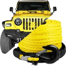 1/2" x 92ft Synthetic Winch Rope,32000lbs Winch Rope Cable Kit, Line Replacement