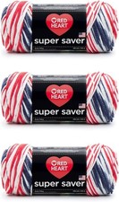 Red Heart Super Saver Yarn, 3 Pack, Americana 3 Count