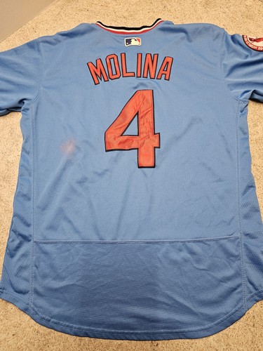 Yadier Molina St Louis Cardinals MLB #4 Jersey Size L Majestic 30th Anniversary - Picture 14 of 14