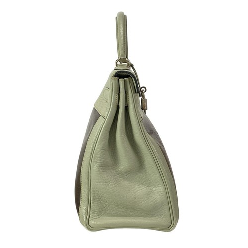 Auténtico HERMES Kelly 32 - Gris Verde Marrón Oscuro Taurillon Clemence Amazonia Cuadrado E - Imagen 2 de 20