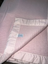 Carter's Vintage Pink Waffle Weave Satin /Nylon Trim Edge Baby Blanket 36 X 50