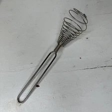 Vintage French Spring Coil Whisk Wisk Wire Beater Mixer Metal 9"