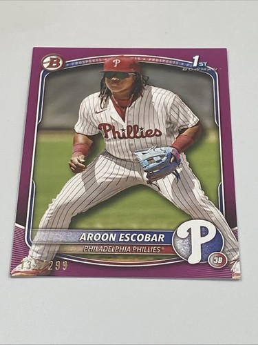 Aroon Escobar 2025 Bowman Baseball #BP-65 1st Prospect Fuchsia Parallel /299 - Picture 2 of 6
