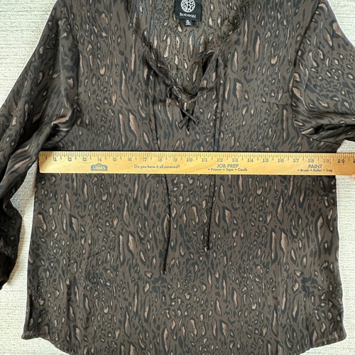 Bobeau Animal Print Brown/Black Blouse M Whimsigoth Fairy Grunge Baddie Boho - Picture 7 of 9