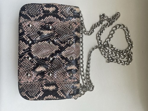 Valentino (Mario) Beatriz Studded Python Embossed Leather Crossbody Rose - Picture 10 of 18