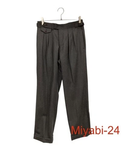 BEAMS F IGARASHI Men's Gray Flannel Trousers 2-Pleats Wide Slacks