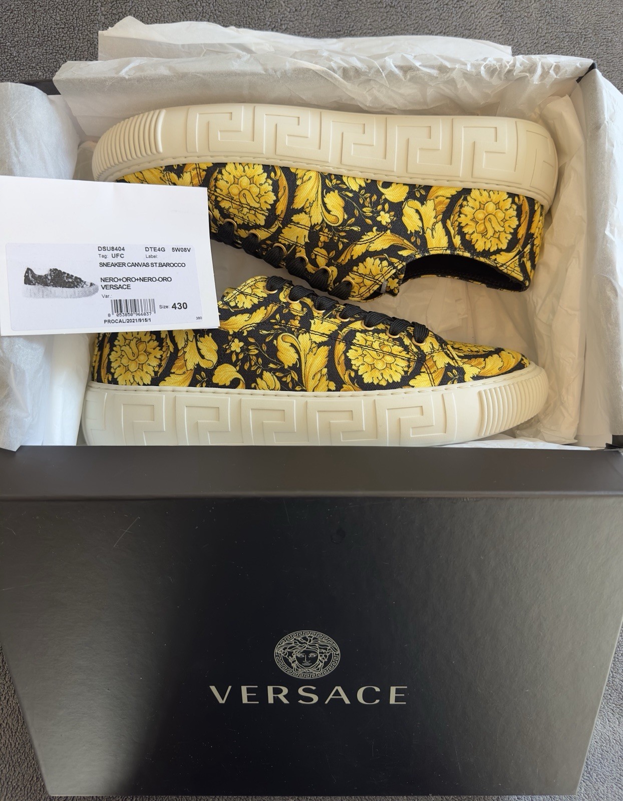 Versace Greca Low-Top Sneakers Nero Oro EU 43 Brand New w/ Box Authentic image 8