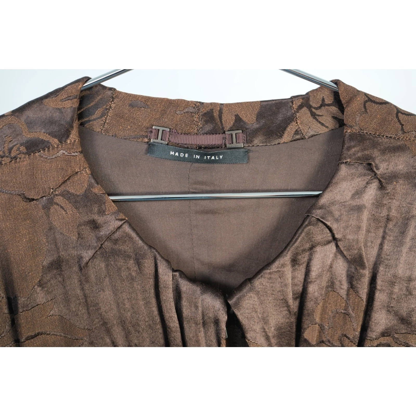 Giacca Gucci plissettata cropped full zip con motivo floreale marrone taglia 40 COA gratuito