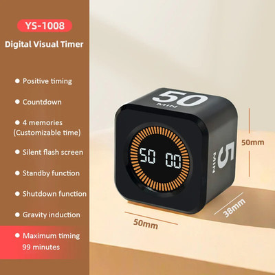 Digitaler visueller Timer Schwerkraftsensor umklappbare LED-Anzeige 4 voreingestellte Zeiten 