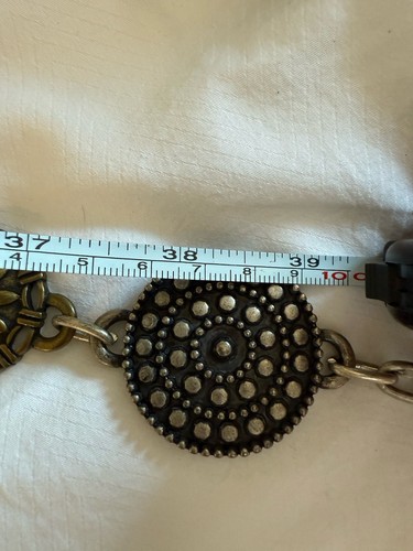 "Cinturón Chico's tono plateado estampado piel de serpiente círculo concho cadena eslabón vientre cadera 39""" - Imagen 9 de 10