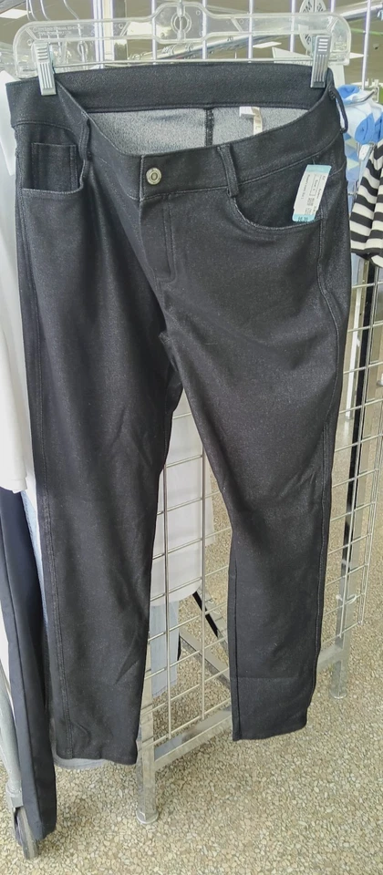 Yelete Jeggings Leggings Women’s Size L Dark Gray Denim Stretch Pockets Pull On  - Image 3 of 4