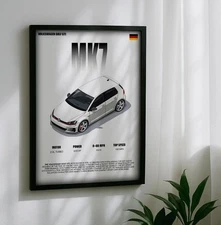 VW Golf GTI MK7 Poster: Hot Hatch Car Art - German Car Print