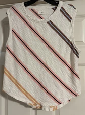 Lou & Grey Boho Soft Cotton Slub Size L Sleeveless Rounded Hem Tee Shirt