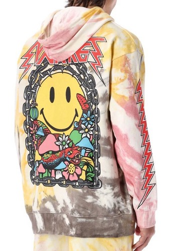MARKET Iron Tie Dye Smiley Drawstring Hoodie Size Medium New With Tags Unisex - Picture 1 of 5