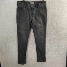 VGS Womans Skinny Jeans Gray 10 Solid Bead Cotton Blend Zip Button Pockets