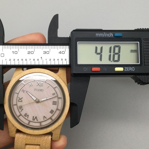 Flud Orologio Legno Unisex 42mm Legno Naturale Lefty Nuovo Batteria 6,75" - Foto 11 di 13