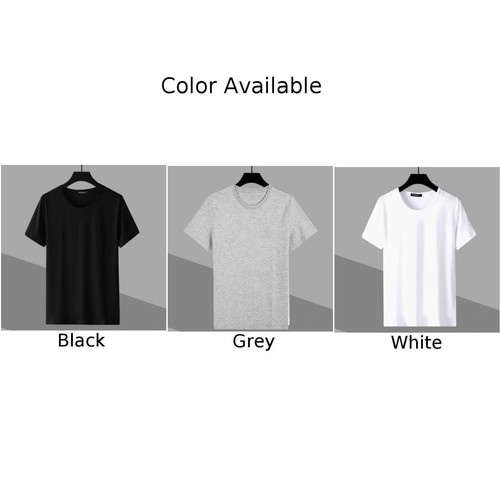 Fashion Forward Men's Round Neck T Shirt Solid Color Short Sleeve Tee Top - Picture 3 of 7