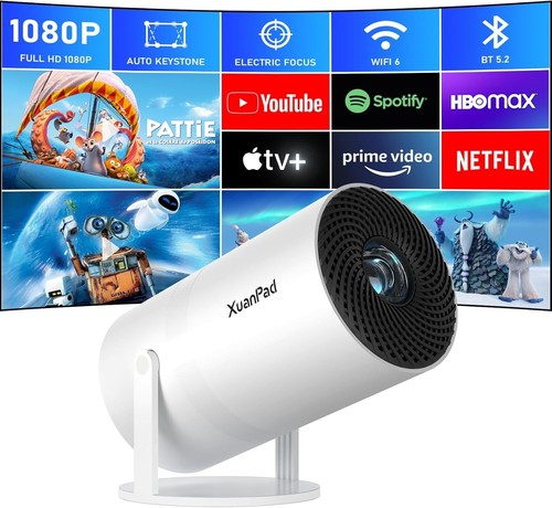 Portable 210° Rotatable Projector - Full HD 1080P with WiFi 6 & Bluetooth 5.2 - Picture 3 of 10
