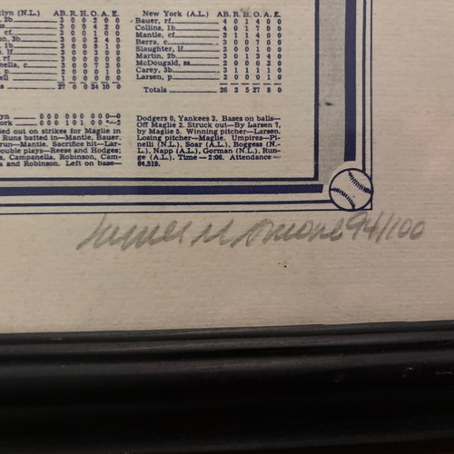 SIGNIERT von Yogi Berra, Don Larson, perfektes Spiel, James Amore 94/100, 8x10 gerahmt - Bild 2 von 6
