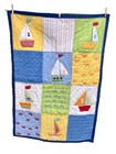 Pottery Barn Kids Sailboat Nautical Maritime Fish Boat Green Blue Crib Quilt