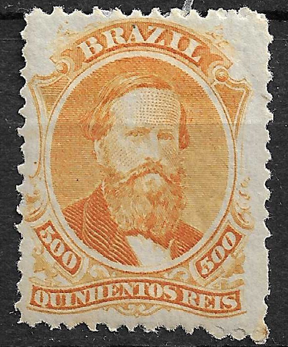 Brazil 1866 Dom Pedro  500R Orange Scott #60   MH