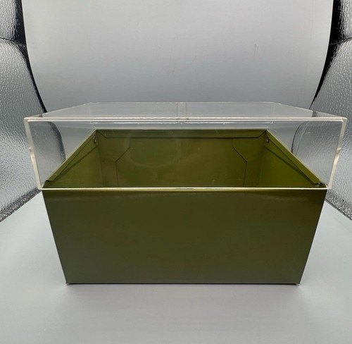 2 VTG Metal Recipe BOXES YELLOW & GREEN CLEAR Lids By J. Chein & Co.—3.5” X 5” - Imagen 6 de 21