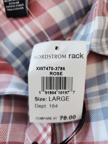 Max & Mia Size Large Plaid Rose Long Sleeve Button Front New $78 NWT Soft Pink - Picture 4 of 6