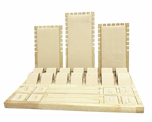 Jewellery Storage Tray Necklace Display Stand Grey Wooden Conter top Organiser ^ - Picture 9 of 17