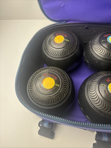 Taylor Rolph Concorde Size 4 ( 4 15/16 ) Set Of 4 Lawn Bowls - With Botra Bag - Picture 5 of 19