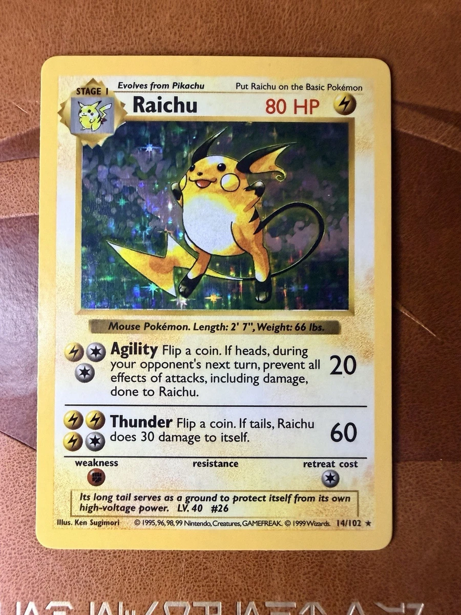 Raichu Pokémon TCG Shadowless Individual Collectible Card Game
