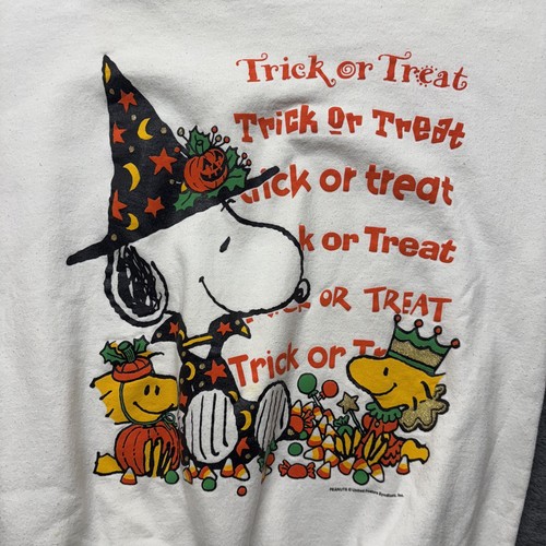 Vintage Peanuts Sweatshirt Adult Large White Crewneck Cartoon Snoopy Halloween - Picture 3 of 10