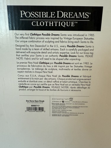 Possible Dreams Clothtique - “One Horse Open Sleigh” #6000717 Dept 56 Santa - Bild 3 von 10