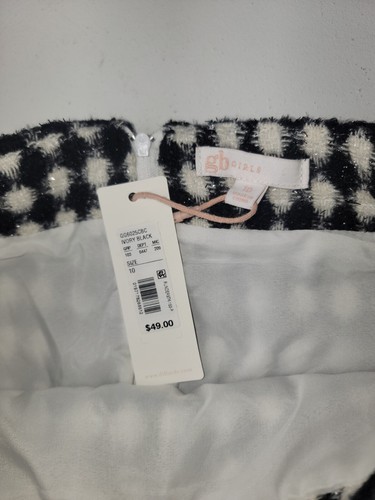 NWT Girls Skirt Size 10 gb Plaid Black And White Back Zip Checkered - Picture 7 of 12
