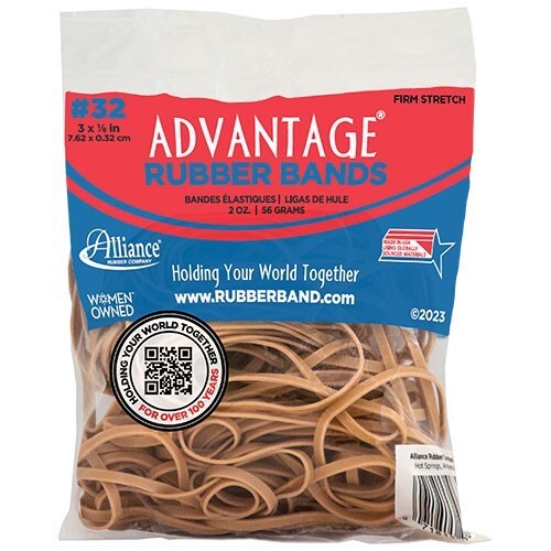 Advantage Rubber Bands 2oz Bag Size #32 Crepe 3" X 1/8" School Office Home USA - Picture 1 of 1