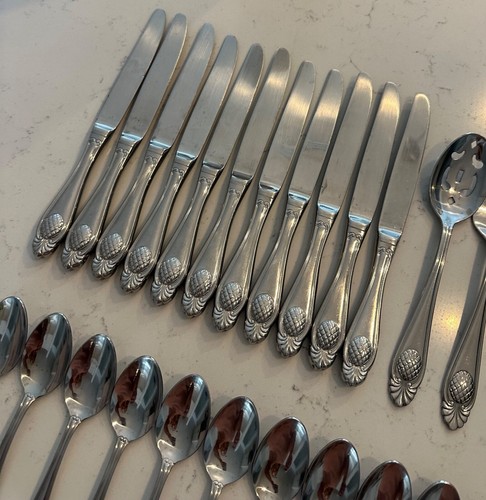 William Roberts Stainless Flatware Charleston Pineapple Tropical Hawaiian 59 PC - Picture 13 of 19