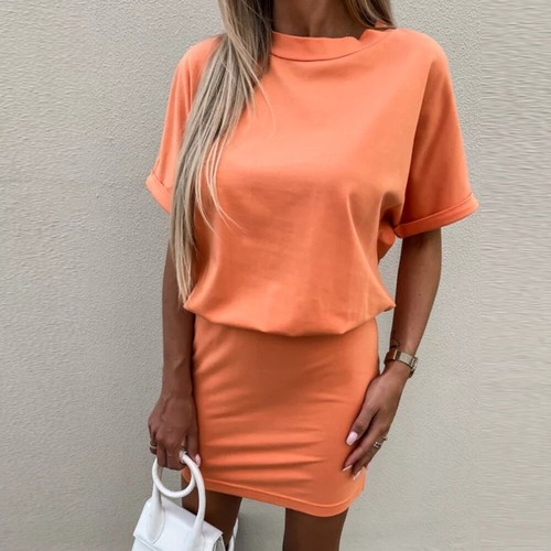 Women Summer Bodycon Sports Short Sleeve Dress Ladies Mini T-shirt Dress Casual - Picture 24 of 29