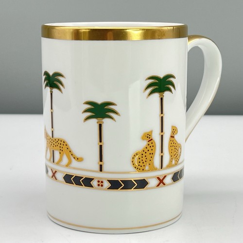 Set 6 CHRISTIAN DIOR Casablanca MUGS Minty LEOPARDS PALM TREES Gold Trim UNUSED - Picture 20 of 24