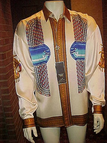 CAMICIA UOMO IN SETA CREMA DI SETA STILE EGIZIANO ALATO 4000 TAGLIA X-LARGE NUOVA CON ETICHETTE - Foto 3 di 10
