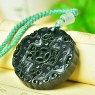 Pattern Pendant Talisman Unseix Necklace Natural Green Jade Carved Antique