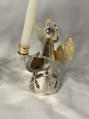 international christmas silver company silver plated angel candle stick holder - Picture 4 of 12