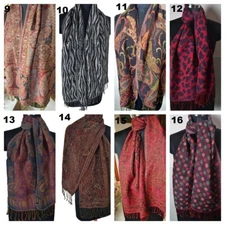 Handwoven Jacquard Scarves ~ Soft Lightweight 100% Cashmere Pashmina ~ Unisex