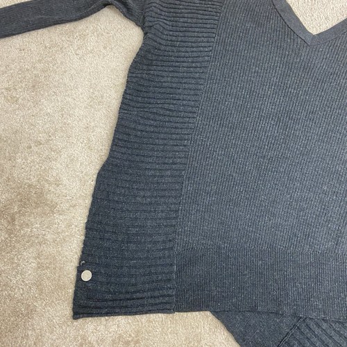 AllSaints Keld Merino Jumper Women’s XS Grey Wool Knit V-Neck Asymmetric Cut - Picture 13 of 13