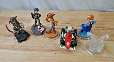 Lot Of 6 Disney Infinity Figures-Jack Sparrow- Anna-Woody & More