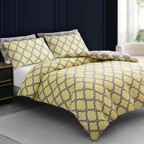 Set Copripiumino King Size Reversibile Lusso Copripiumino Trapuntino Set Lenzuola Matrimoniale - Foto 250 di 386
