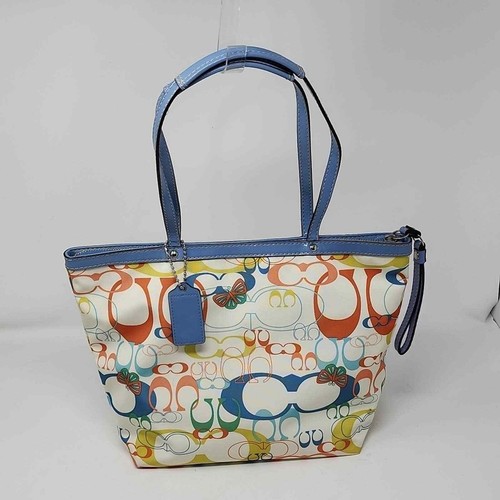 Coach Optic Signature Butterfly F17422 Zip Top Tote