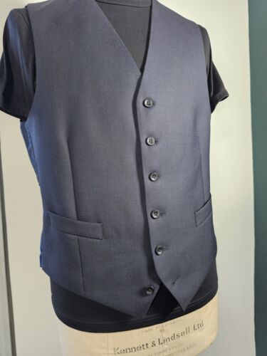Ede & Ravenscroft Suit Waistcoat Navy Blue Pure Wool UK 40R Savile Row - Picture 3 of 14