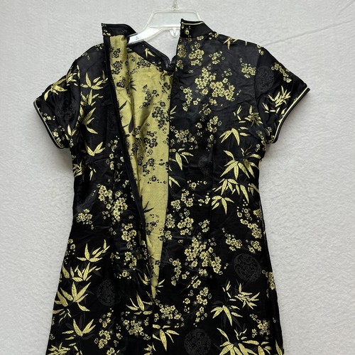 Kim Fashion asiatisches orientalisches festliches Kleid Damen Größe M - schwarz gold geblümt - Bild 10 von 12