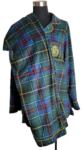 Chaps Women's L Fuzzy Fleece Tartan Plaid Pajama Set Pajamas Crest Pants Lounge