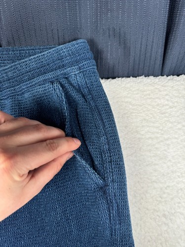 Neu 118 $ - Taylor Stitch The Apres Jogginghose Herren L blau indigo Waffelmuster - Bild 5 von 15