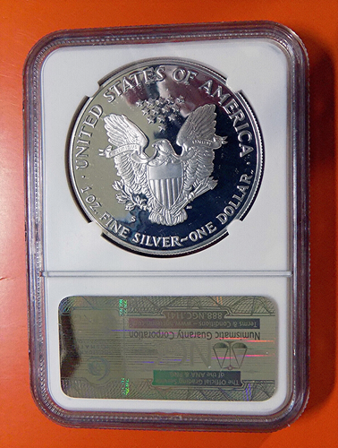 1993-P Proof American Silver Eagle NGC PF69UC Brown Label No Spots White Finish - Picture 3 of 3